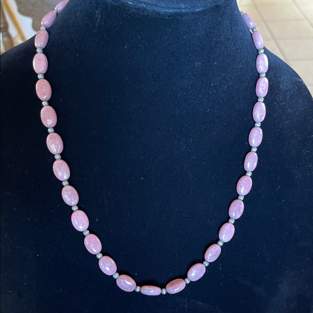 Pink Stone Bead Necklace - Elegant Women's Jewelry - Picture 7 of 7